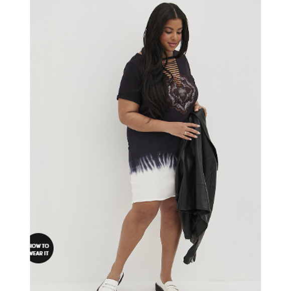 torrid Dresses & Skirts - TORRID 0 SLASH T-SHIRT DRESS - DIP DYE BLACK SIZE 12, LARGE